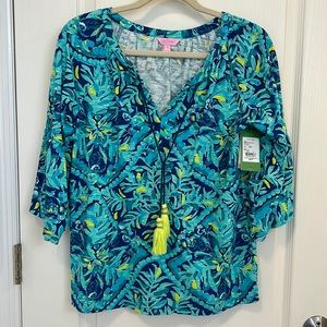 Lilly Pulitzer Del Lago Tunic, Indigo Midnight Cove, Small. NWT